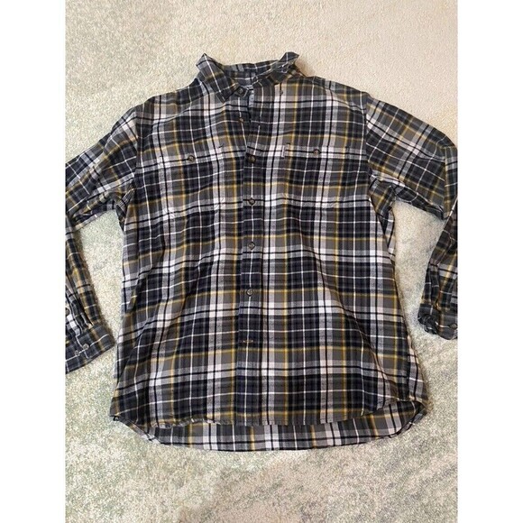 Carhartt Shirt Mens Size XL Yellow Plaid Button Up Long Sleeve Relaxed Fit - Picture 1 of 7